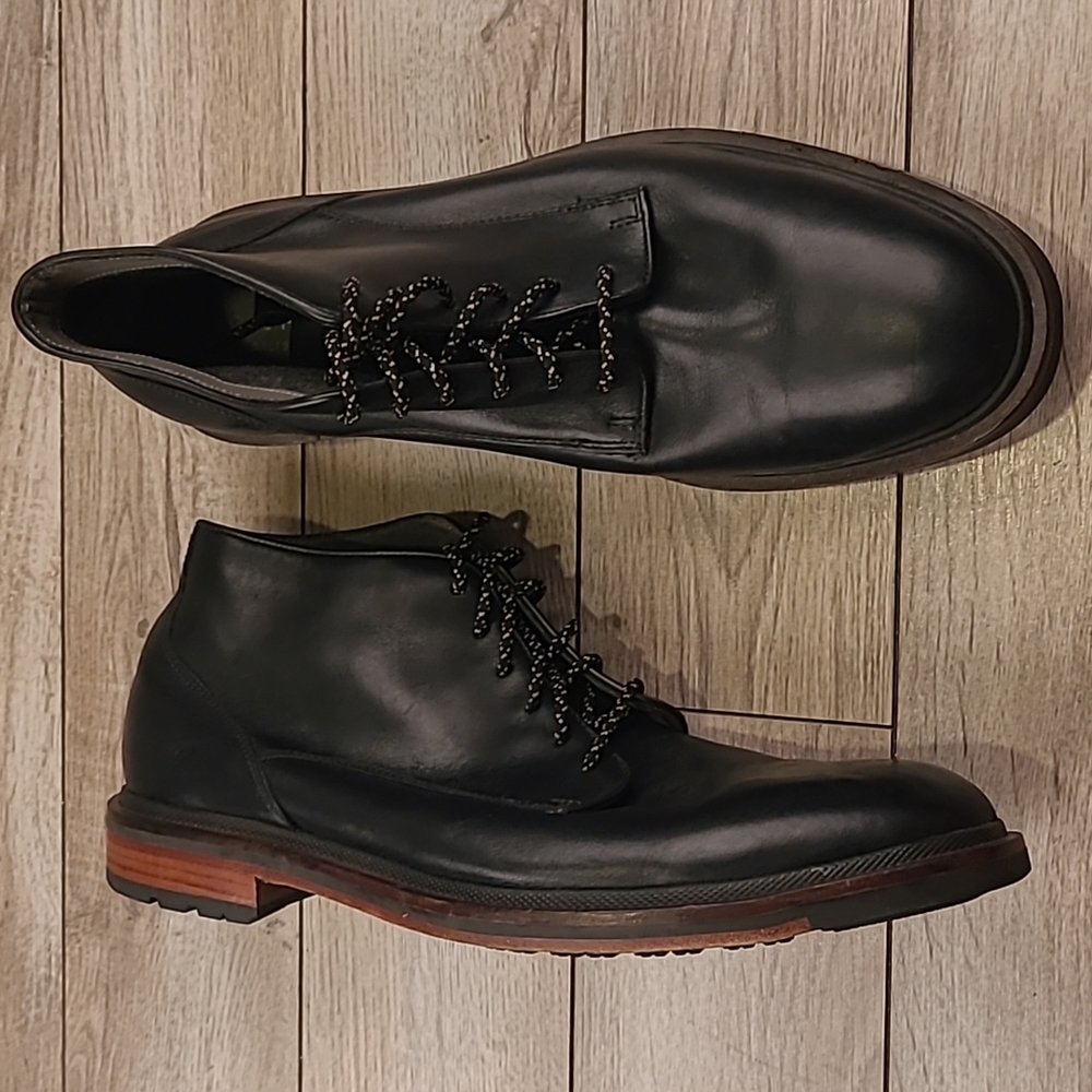 COLE HAAN Grand Boot Black Leather Sz 11.5 M Mens Ankle Lace Up Chukka Boots